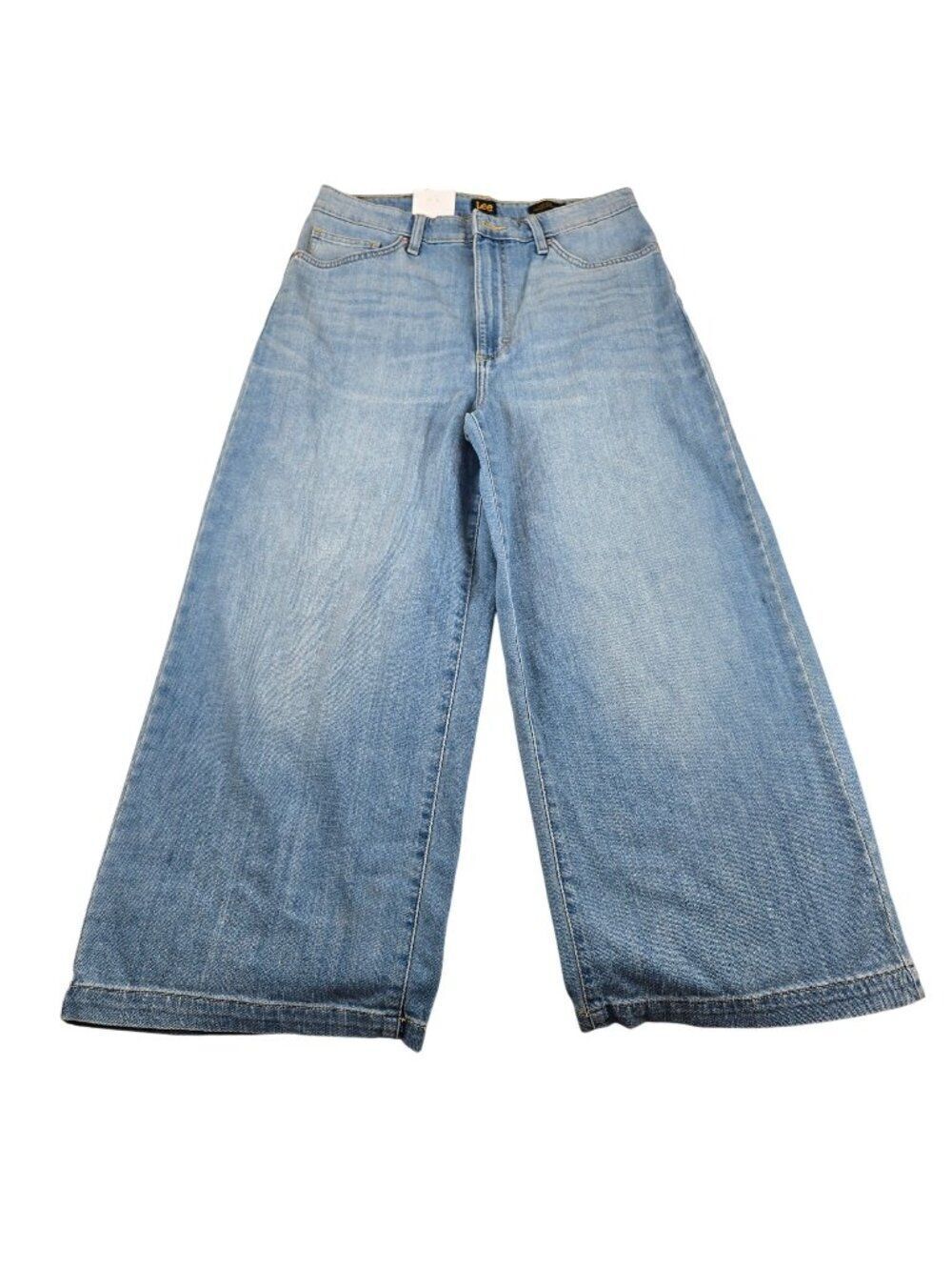 NEW Lee High Rise Cropped Wide Leg Light Wash Denim Jeans Womens Size 30